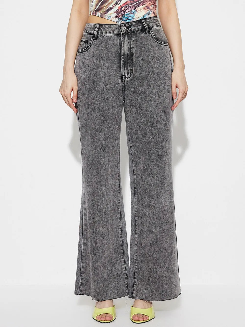 High Waist Bootcut Jeans with Pockets 