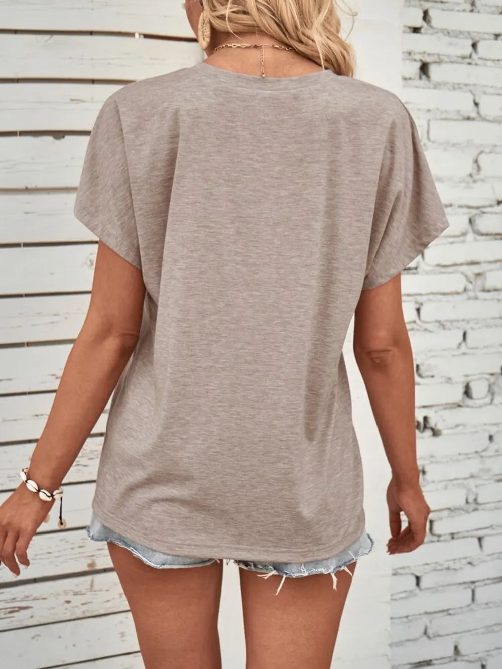 Half Button Short Sleeve Top 