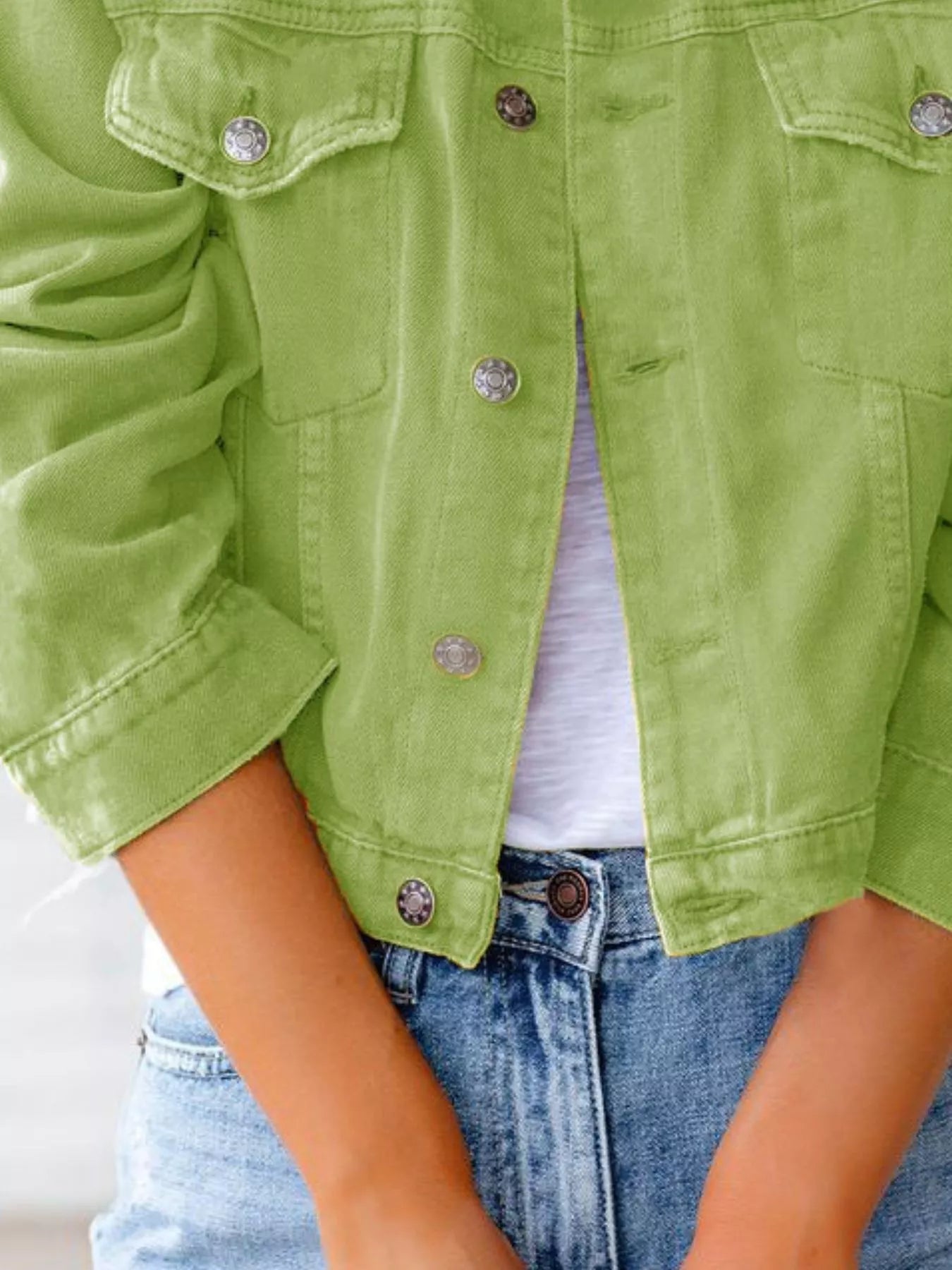 Button Up Long Sleeve Denim Jacket 