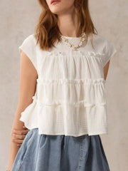 Tiered Cap Sleeve Blouse 