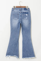 Distressed Raw Hem Bootcut Jeans 