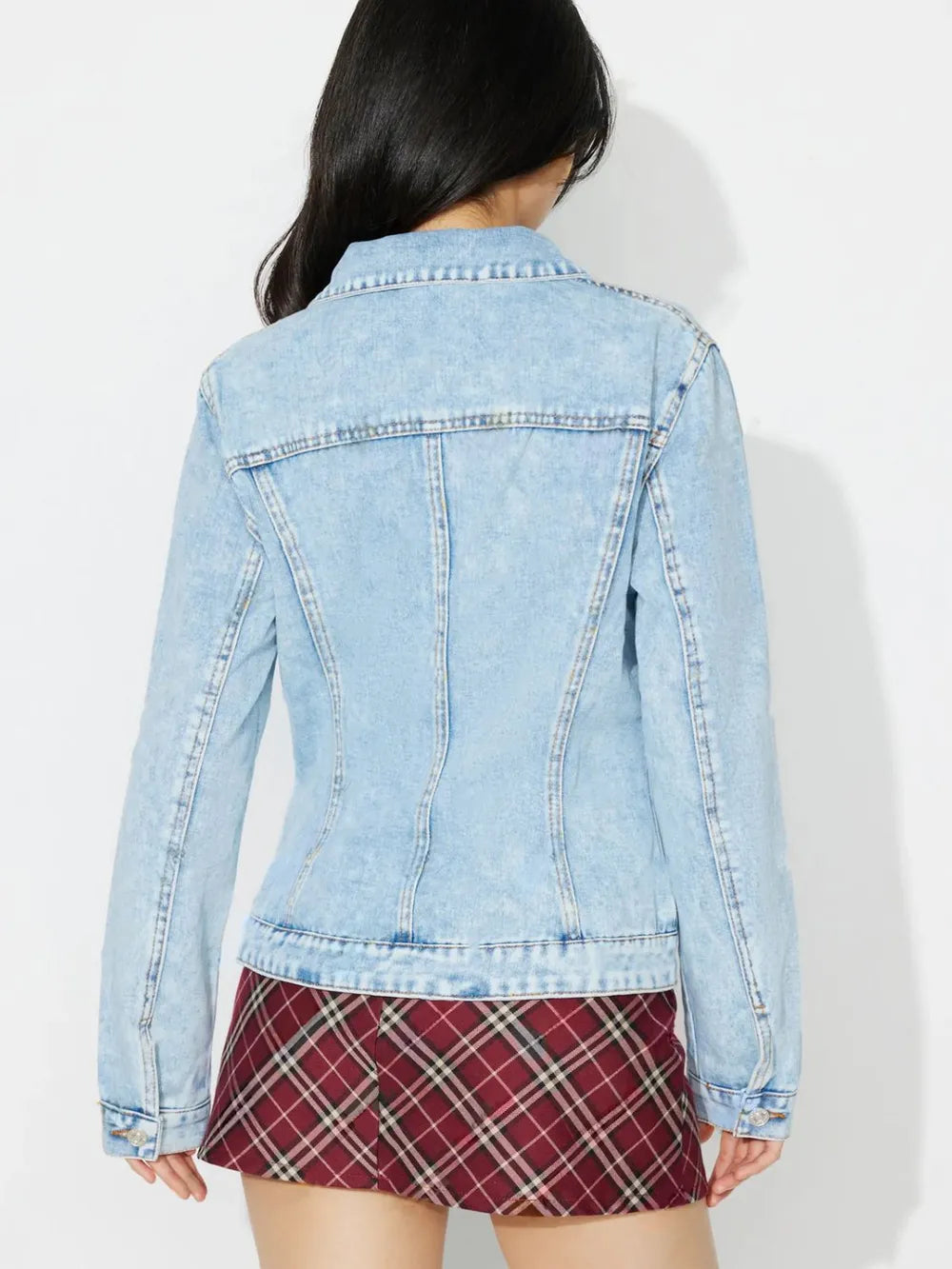 Button Up Long Sleeve Denim Shacket 