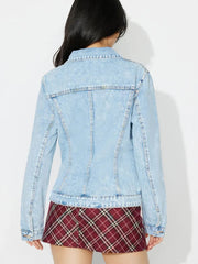 Button Up Long Sleeve Denim Shacket 