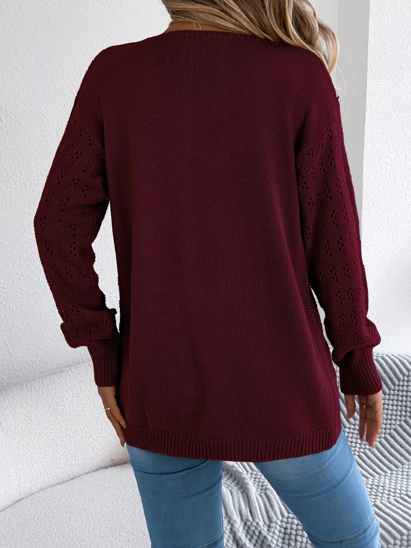 Open-Front Crochet Knit Cardigan 