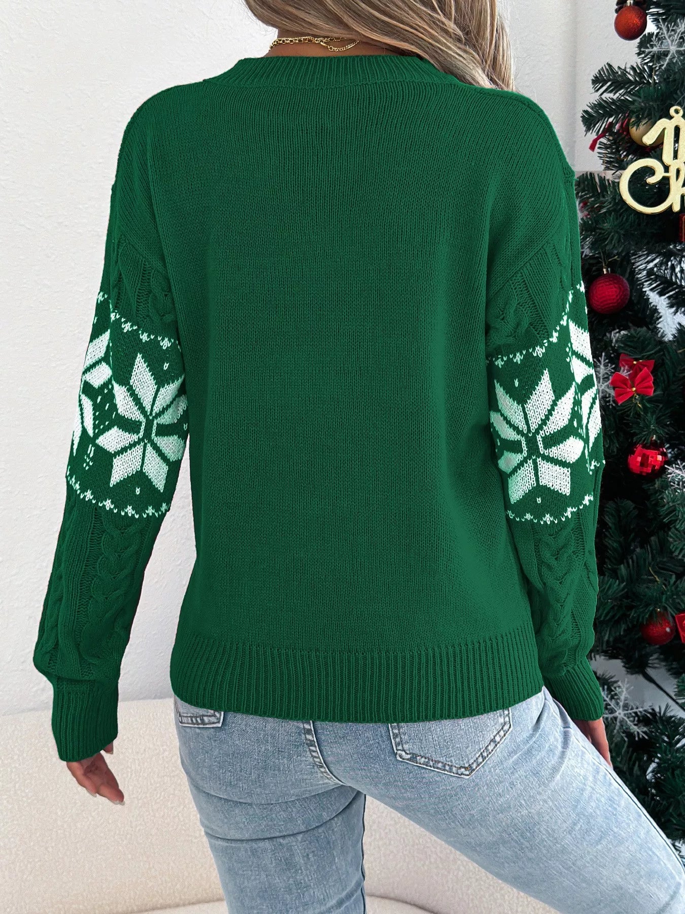 Christmas Snowflake Cable Knit Sweater 