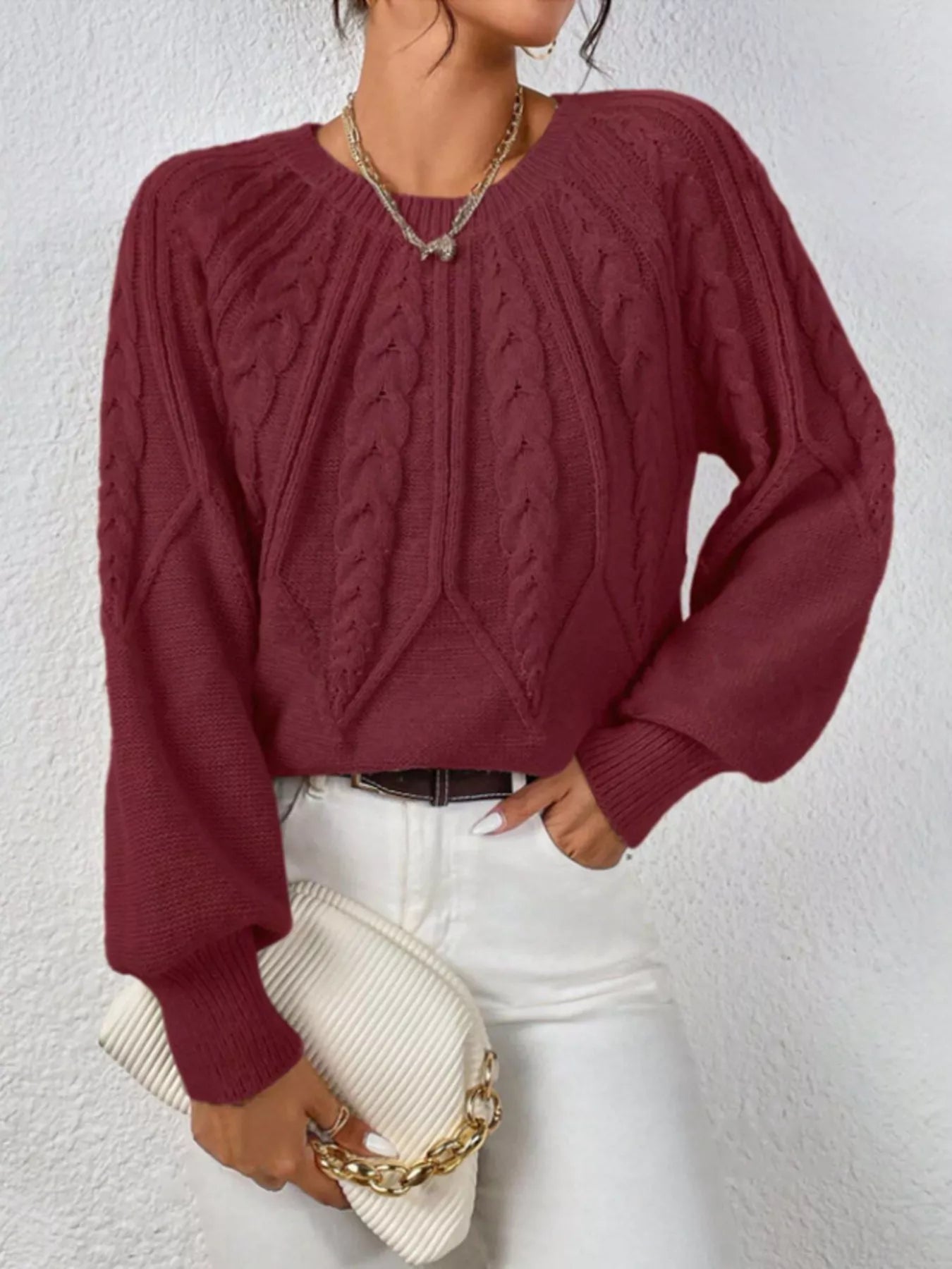 Cable Knit Long Sleeve Sweater 