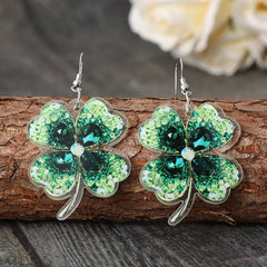Lucky Clover Acrylic Dangle Earrings 