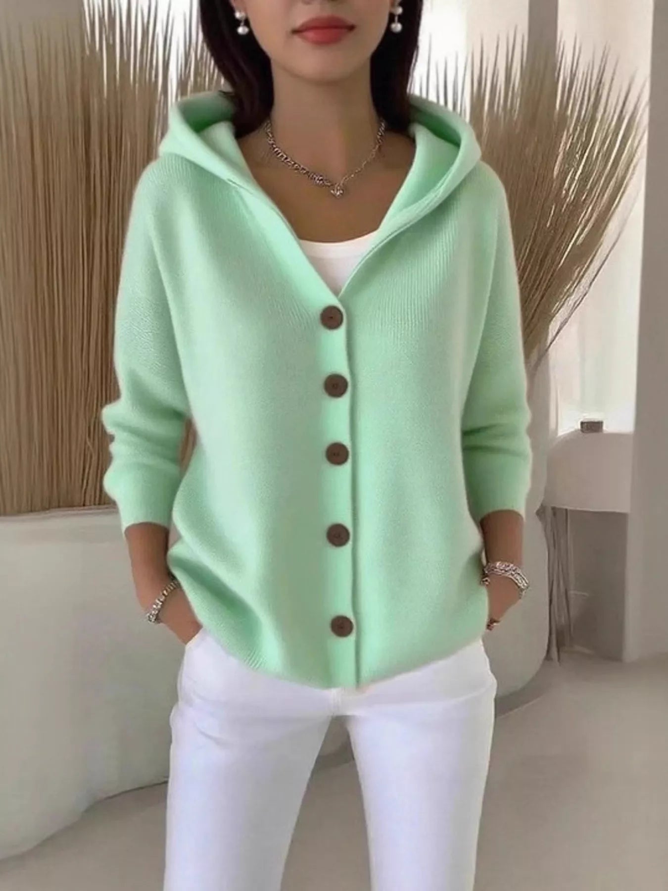 Full Size Button Up Long Sleeve Cardigan Plus Size 