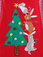 Children's Christmas Tree Animal Long Sleeve Dress 