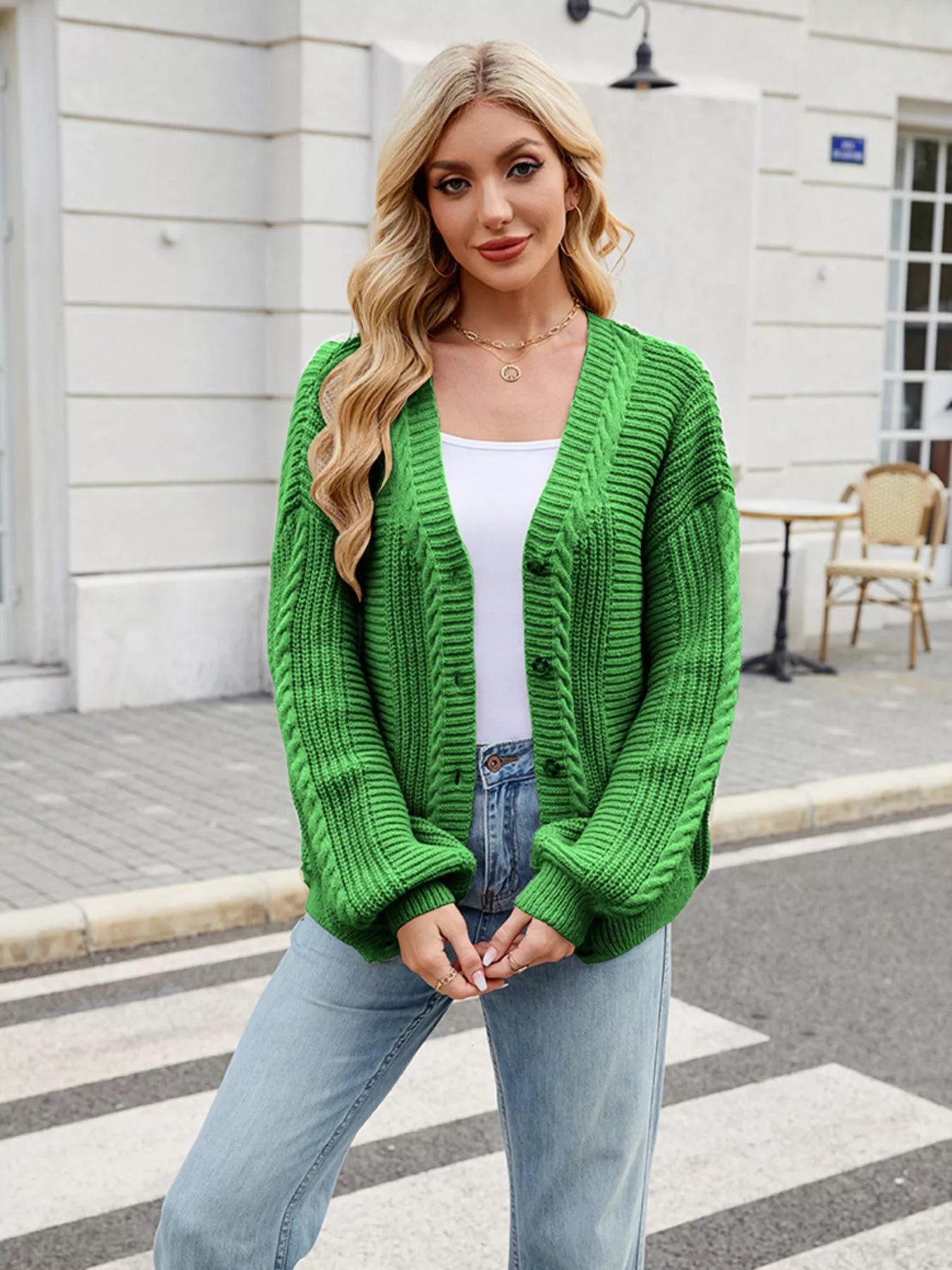 Button Up Long Sleeve Cardigan 