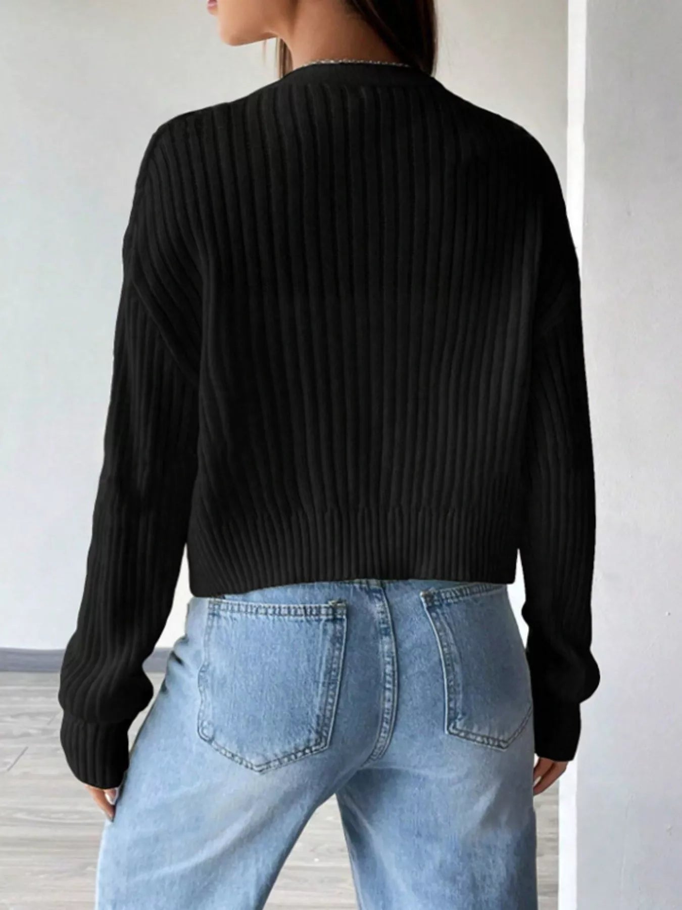 V-Neck Button-Up Cardigan 