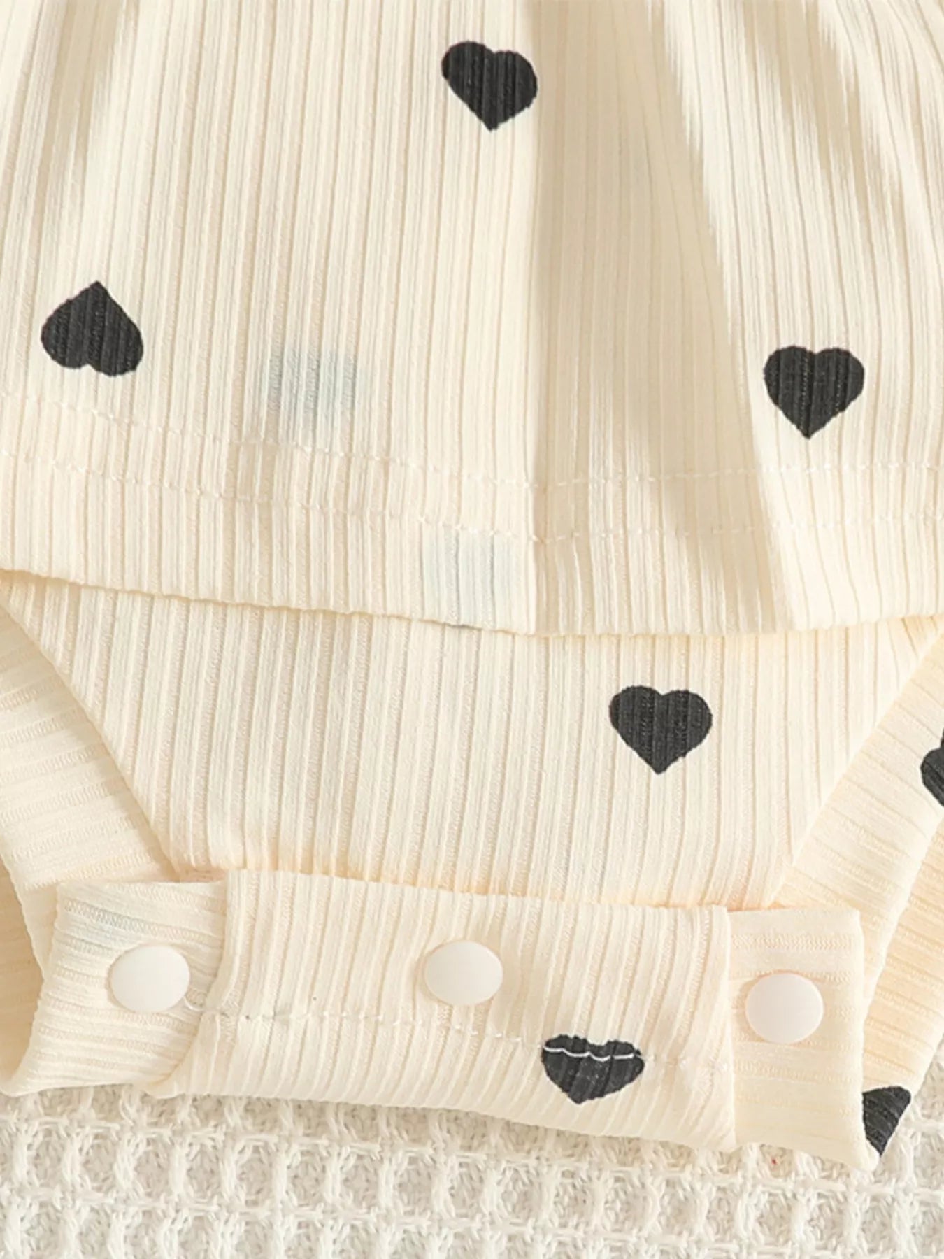 Children's Heart Print Ruffle Trim Bodysuit Dress with Headband 
