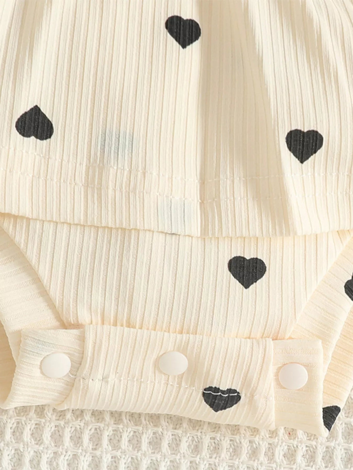 Children's Heart Print Ruffle Trim Bodysuit Dress with Headband 