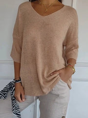 Full Size Relaxed Fit Ribbed Hem Sweater Plus Size 
