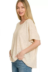 Zenana Oversized Slub Hacci Top 