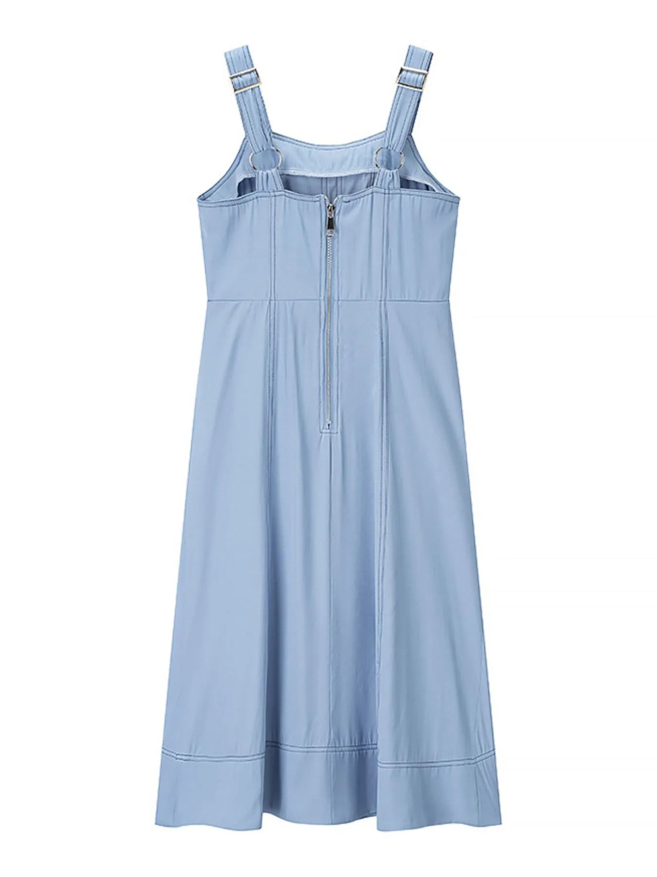 Wide Strap Sweetheart Neck Denim Dress 