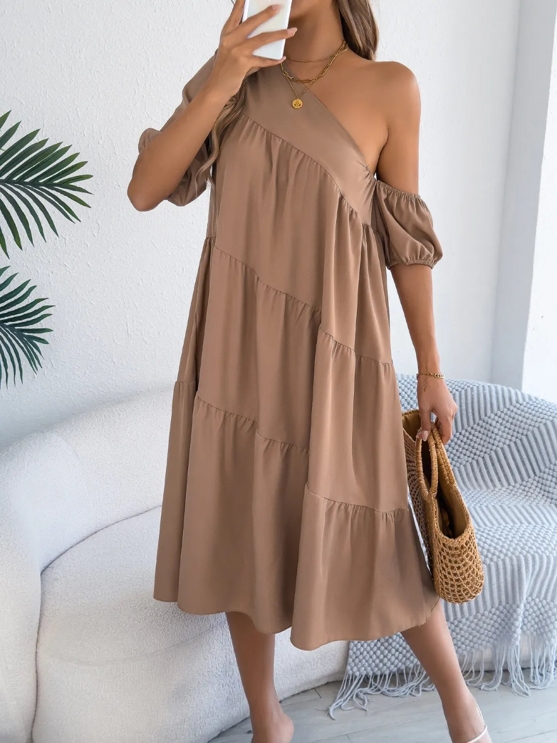 Single Shoulder Tiered Dress 