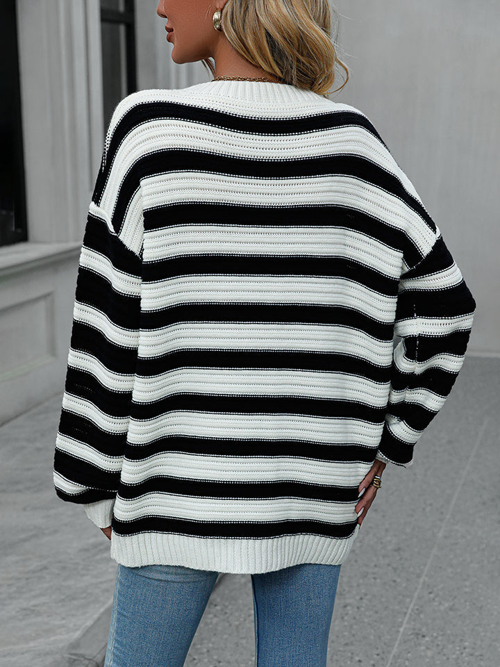 Striped Dropped Shoulder Sweater 