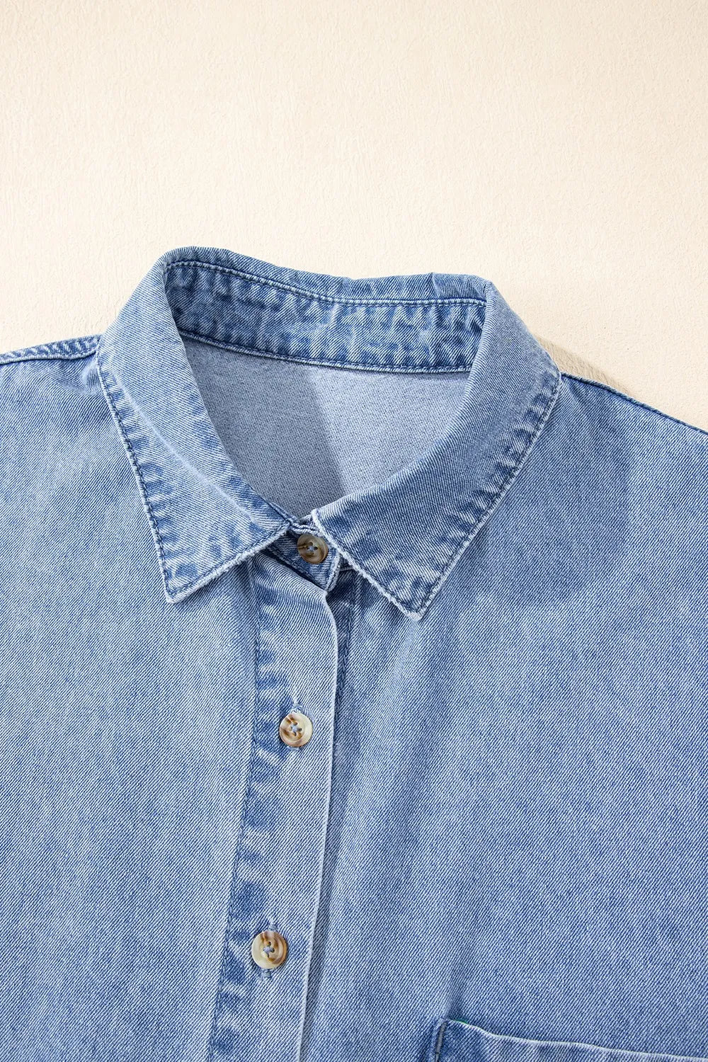 Button Down Short Sleeve Denim Dress 