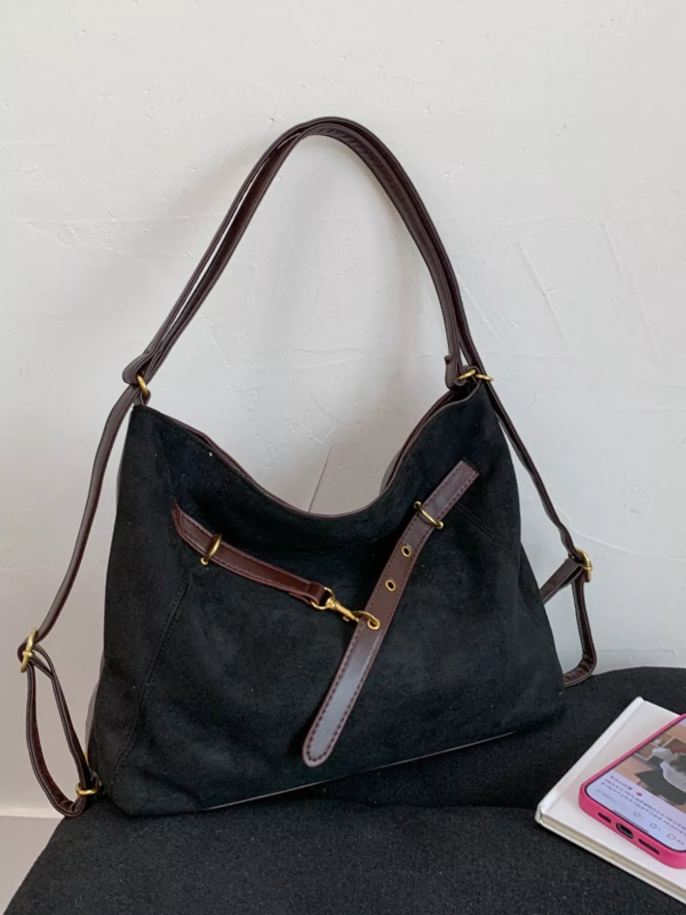 Adjustable Strap Handbag with Charm 
