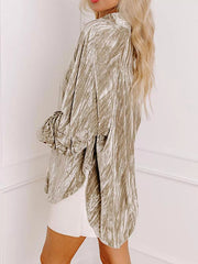 Velvet Button-Down Long Sleeve Shirt 