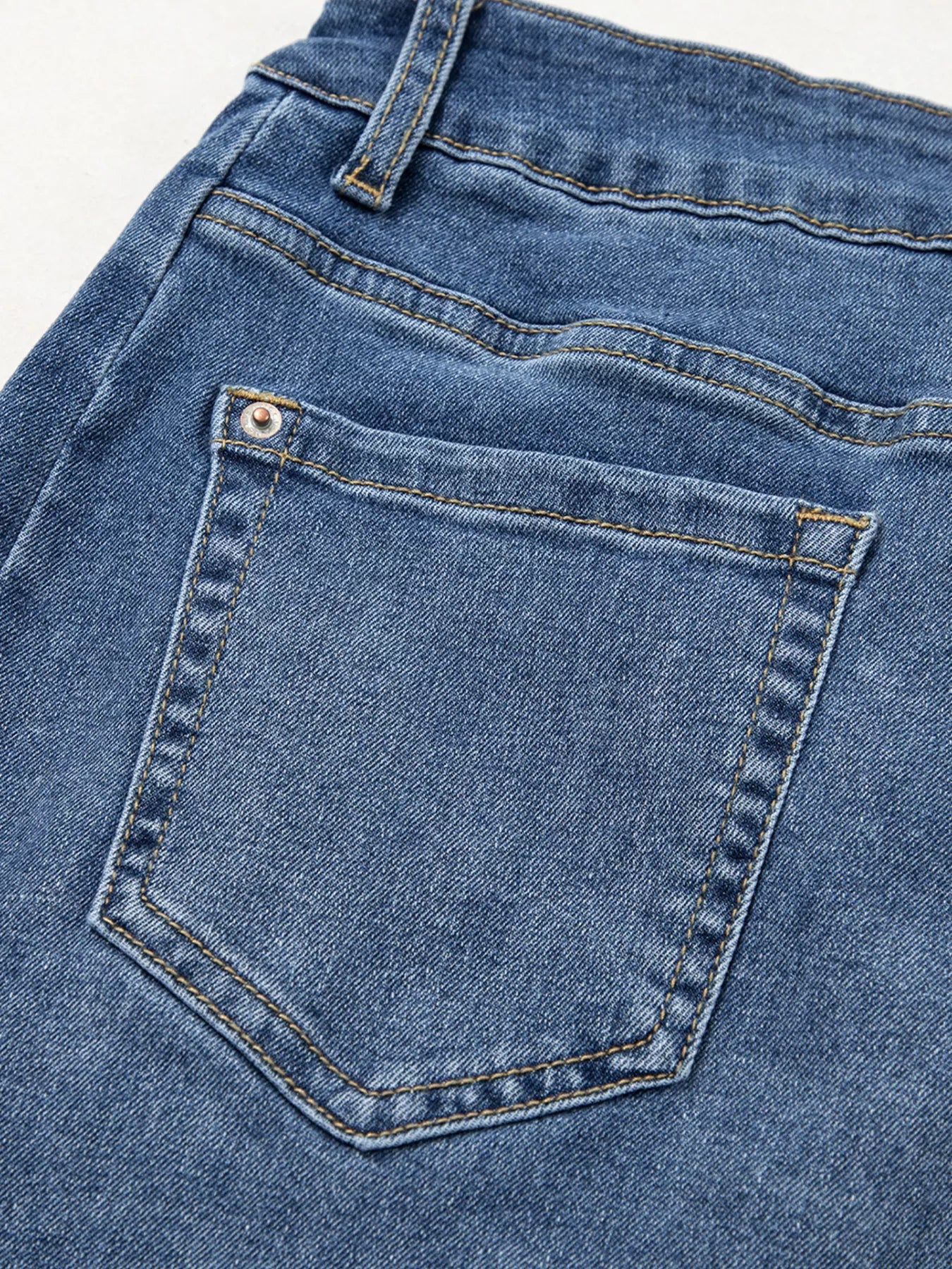 Stitched Raw Hem Wide Leg Loose Jeans 