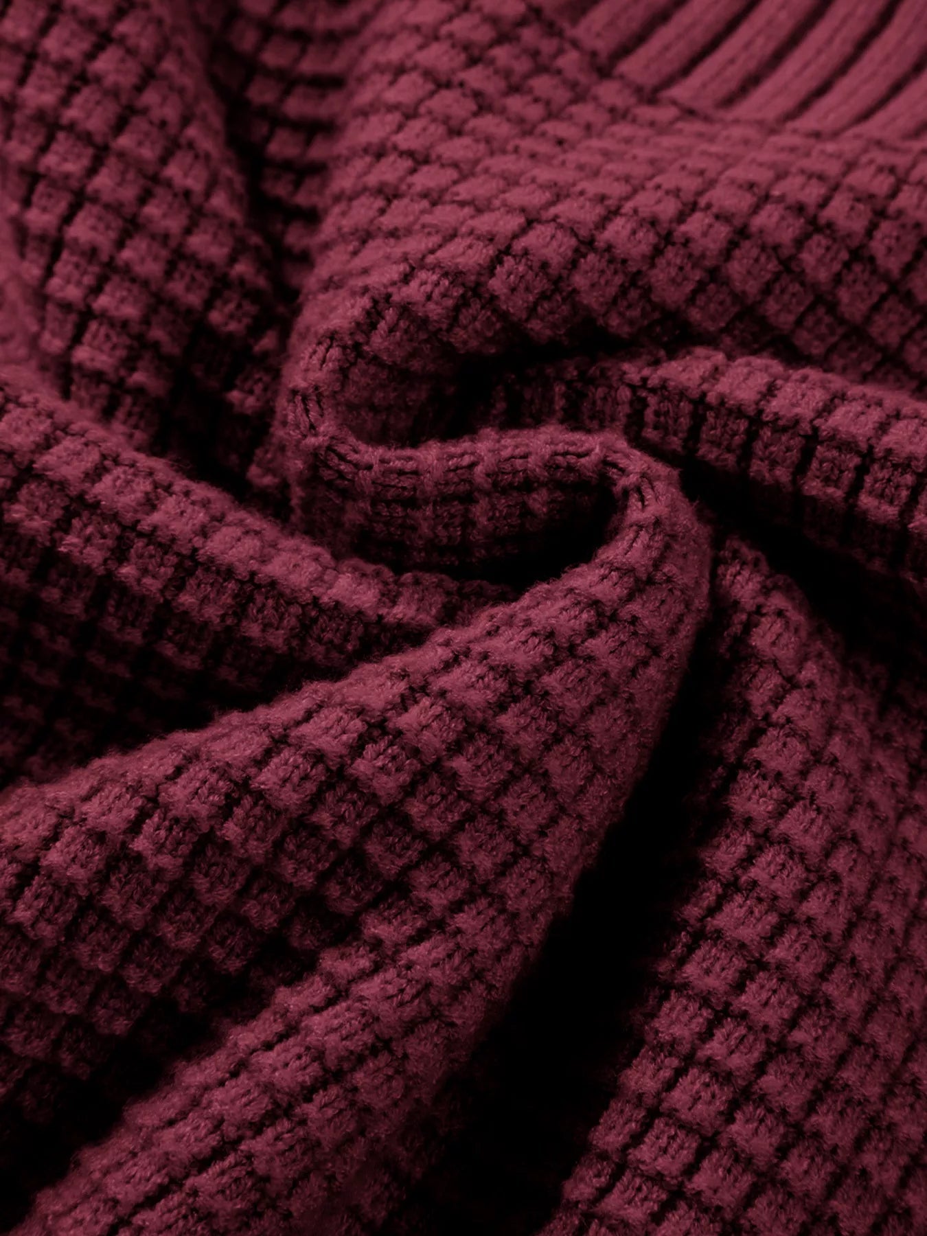 Solid Color Mixed Textured Knitted Crew Neck Sweater 