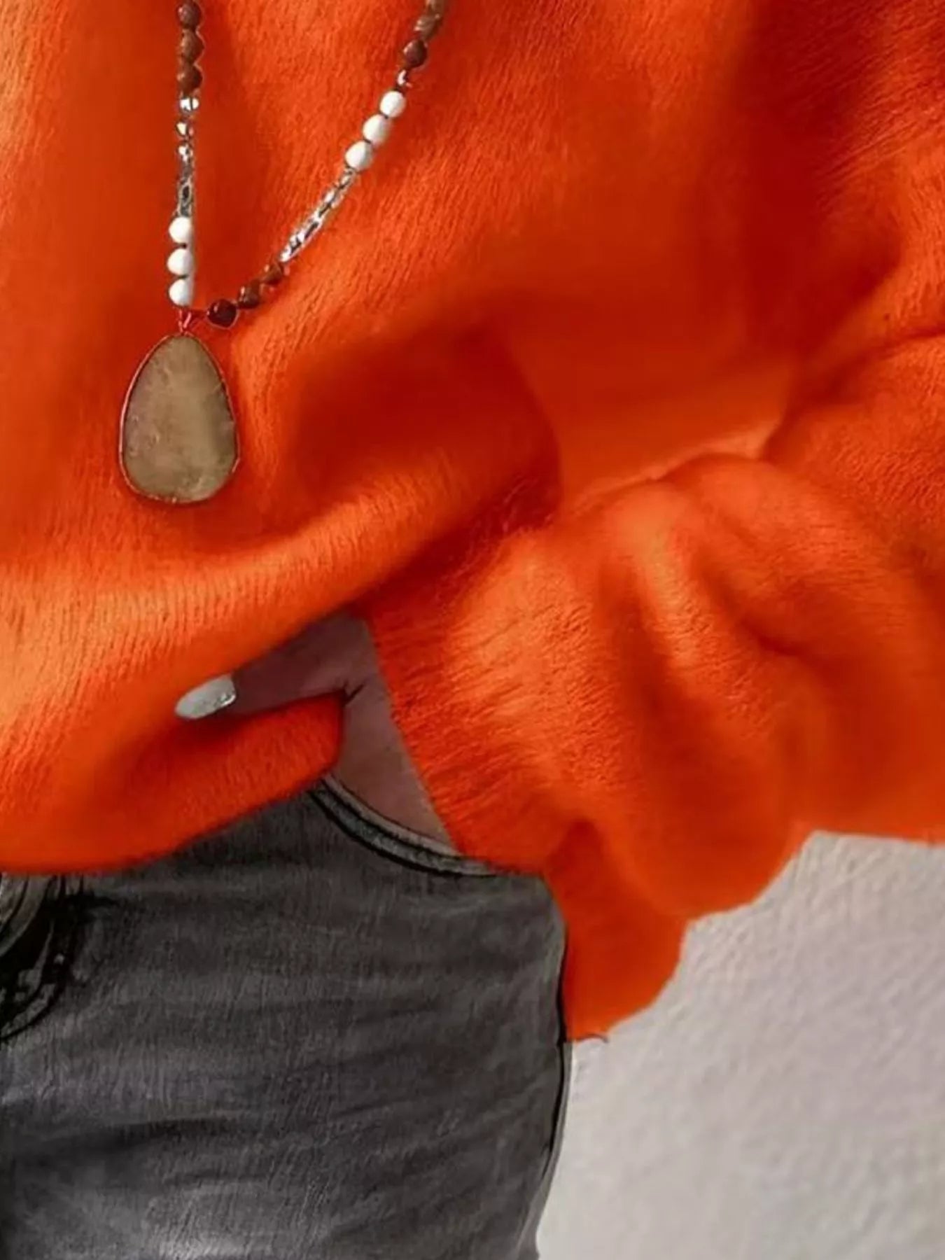 V-Neck Dropped Shoulder Sweater 