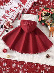 Children's Reindeer Embroidered Christmas Cape Outerwear 