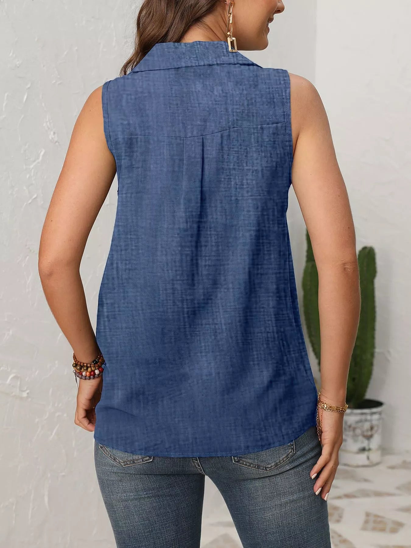 Full Size Button-Down Tank Top Plus Size 