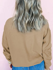 Embroidered Clover Pattern Round Neck Sweatshirt 