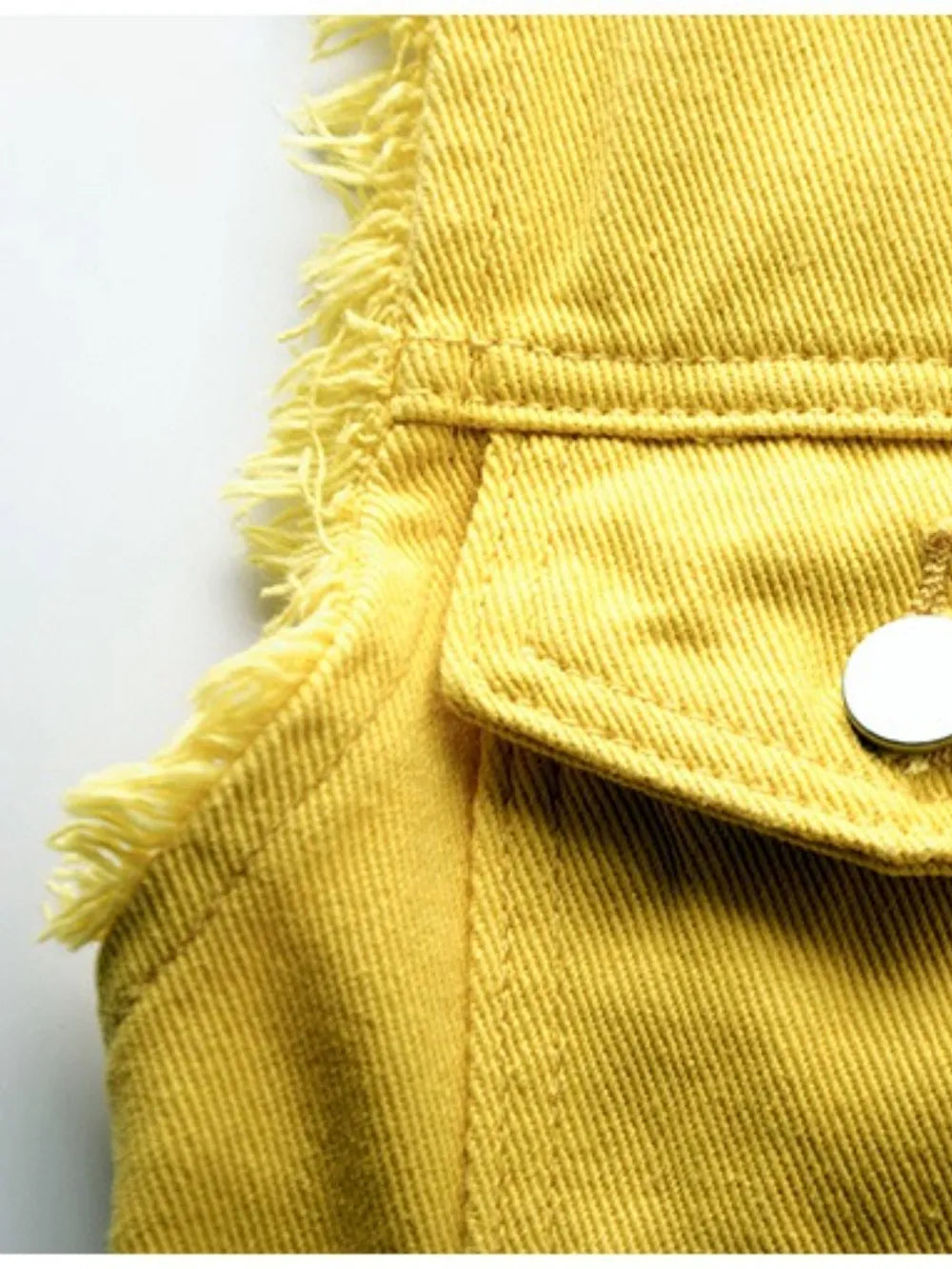 Full Size Button Down Raw Hem Sleeveless Denim Jacket Plus Size 