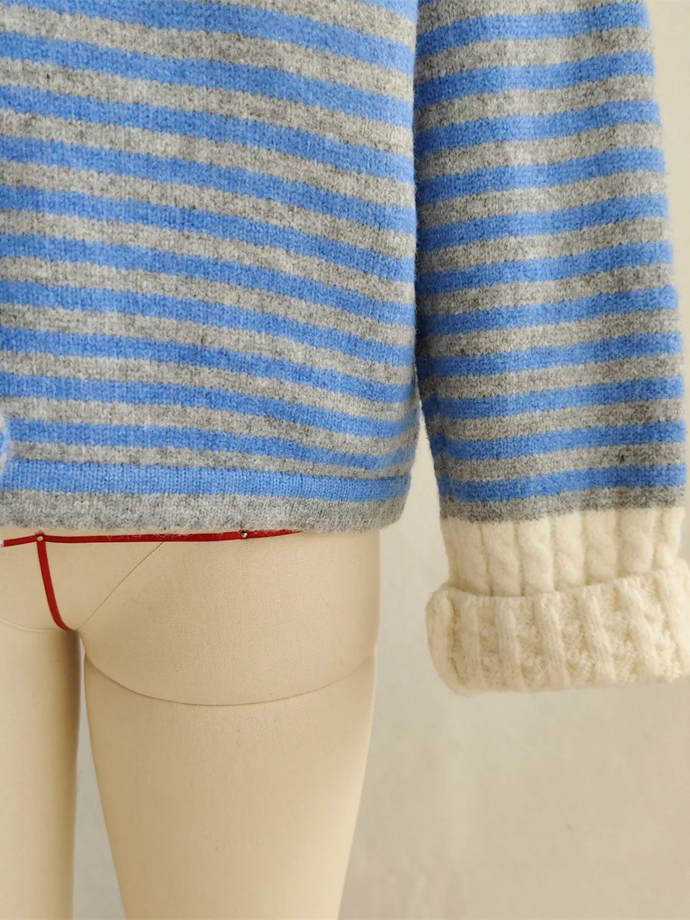 Striped Knit Button Down Cardigan with Collar 