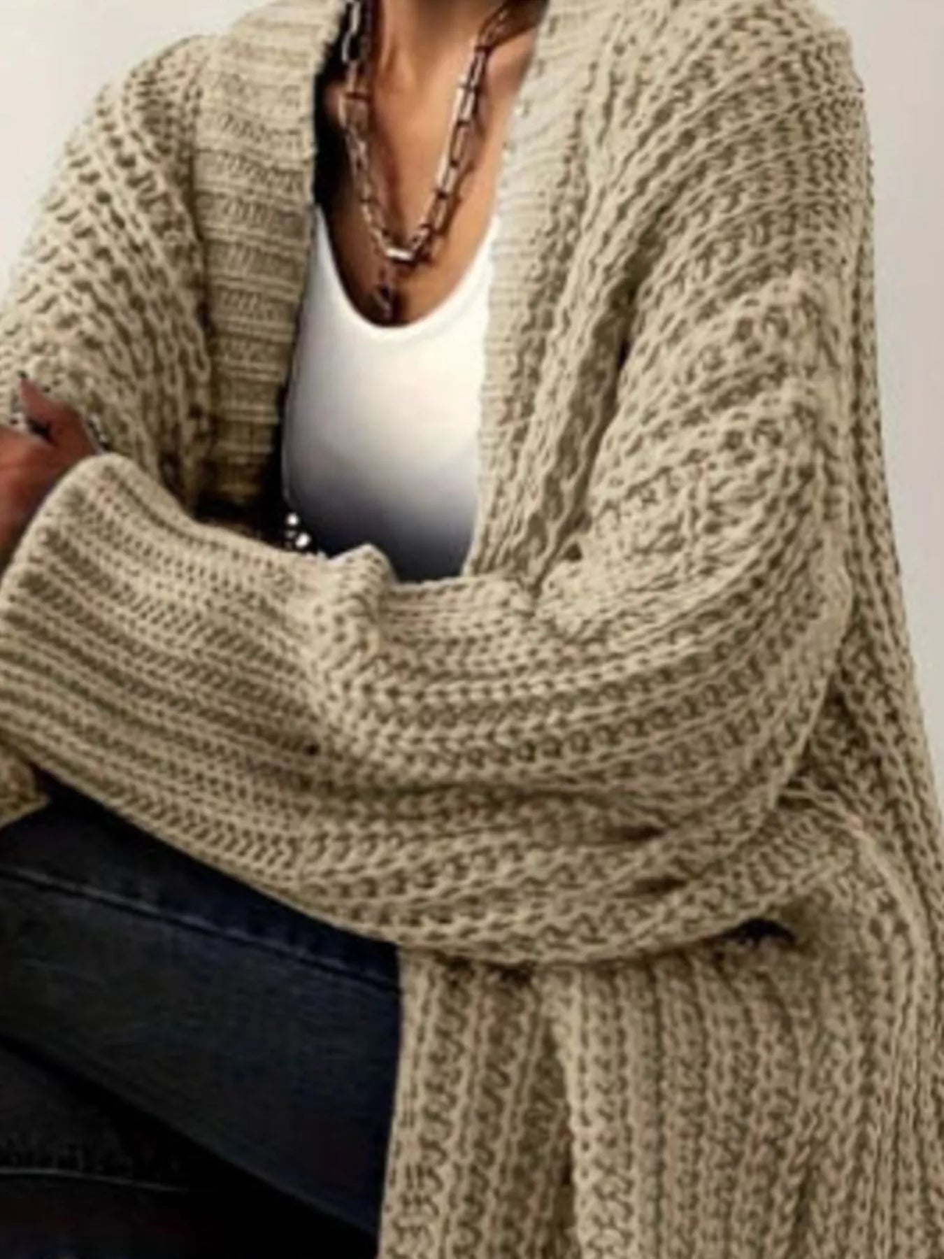 Chunky Knit Open Front Cardigan 