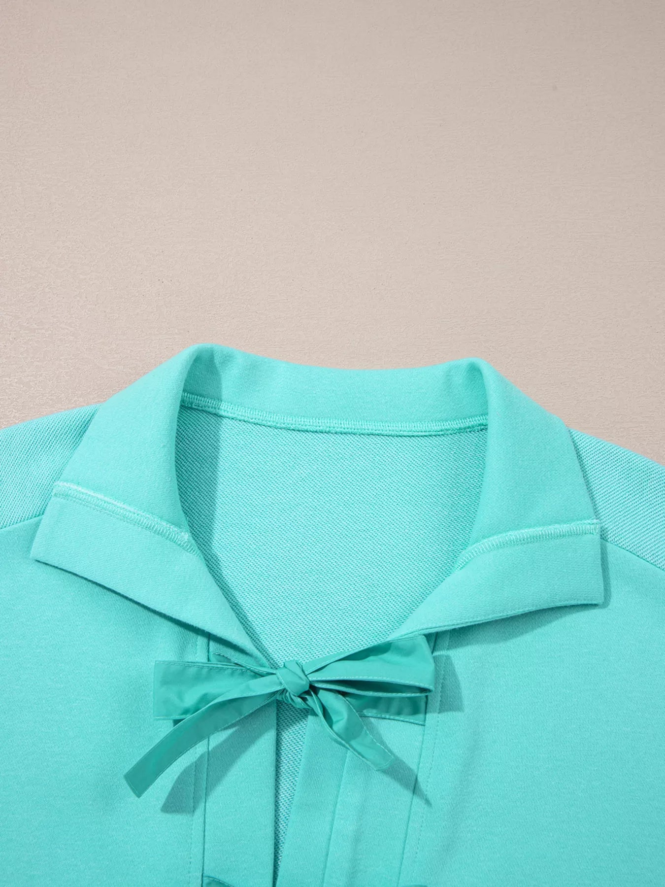 Bow Front Collared Side Pocket Shift Mini Dress 
