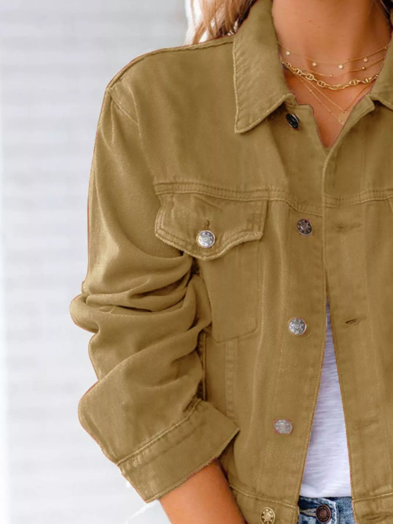 Button Up Long Sleeve Denim Jacket 