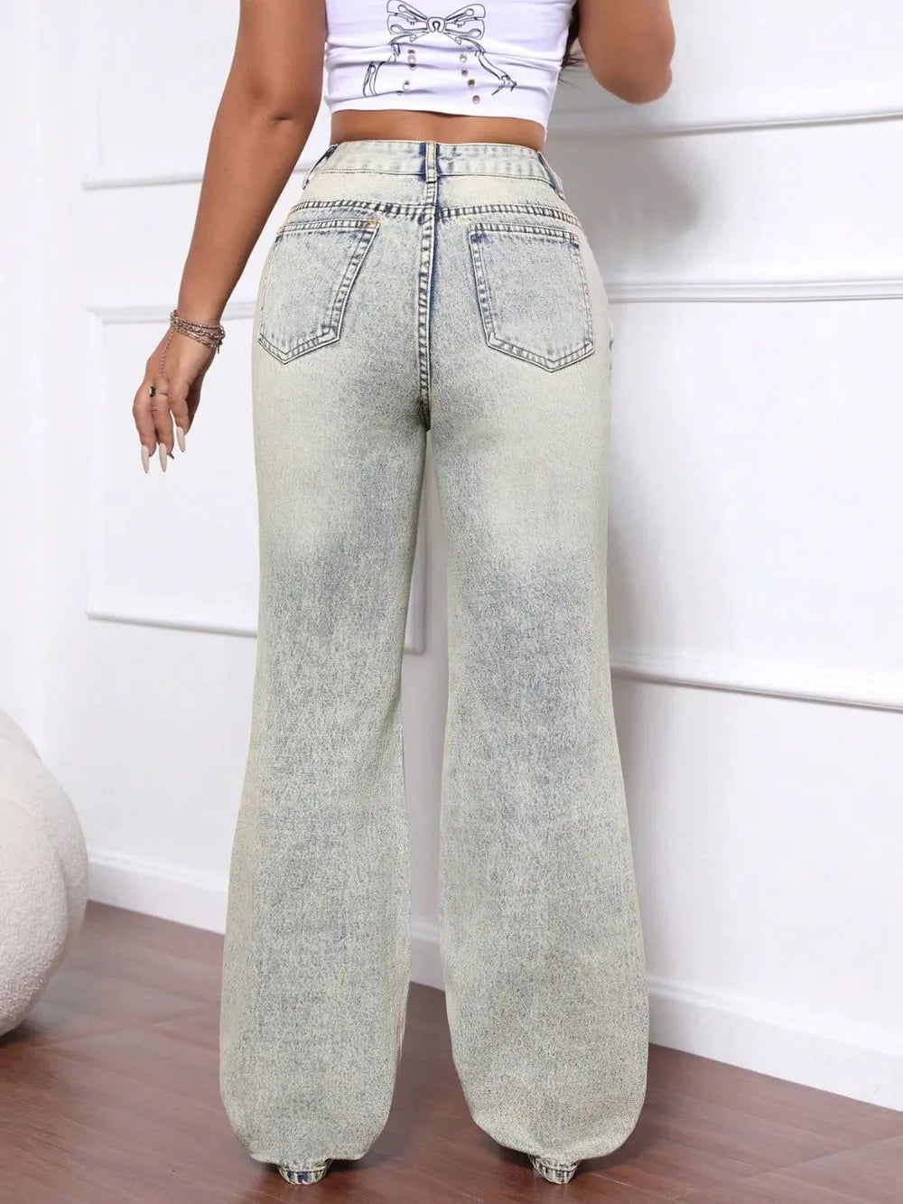 Distressed High Waist Jeans 