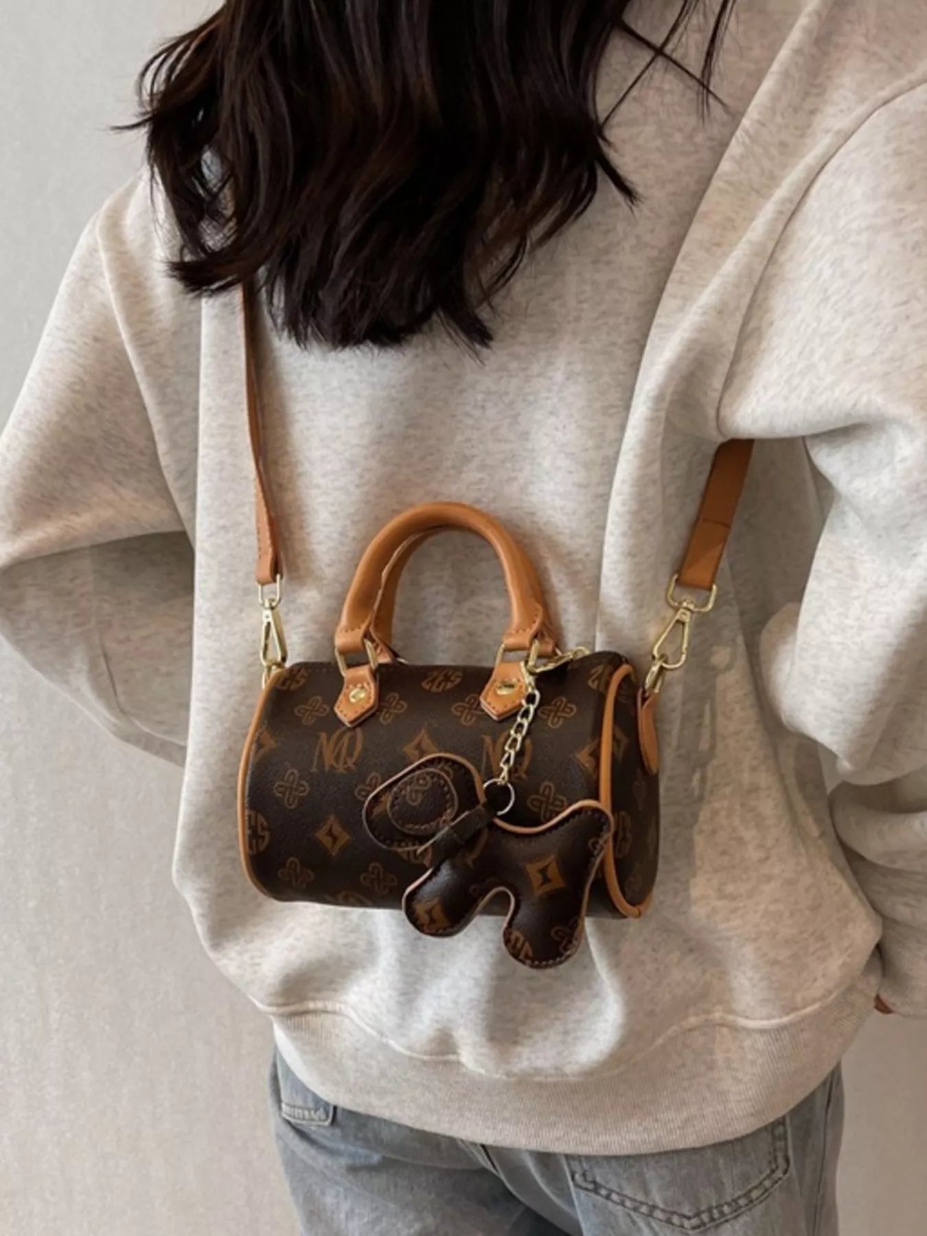 Barrel Crossbody Bag with Charm 