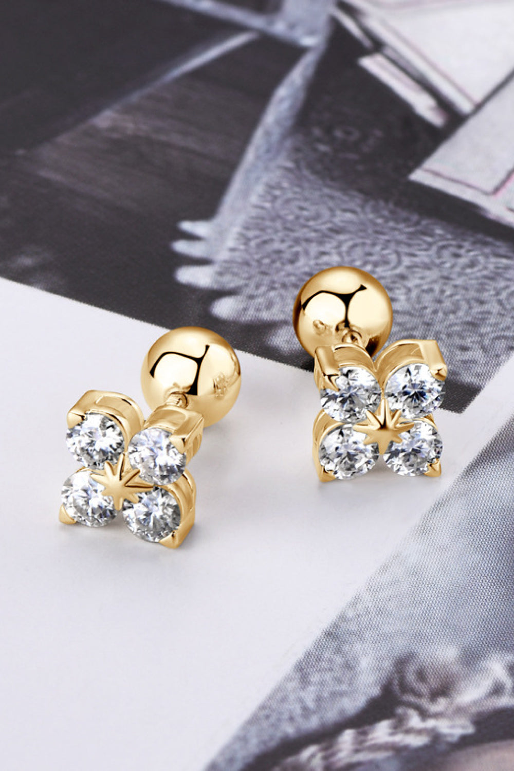 Moissanite 925 Sterling Silver Four-Leaf Clover Shape Earrings 