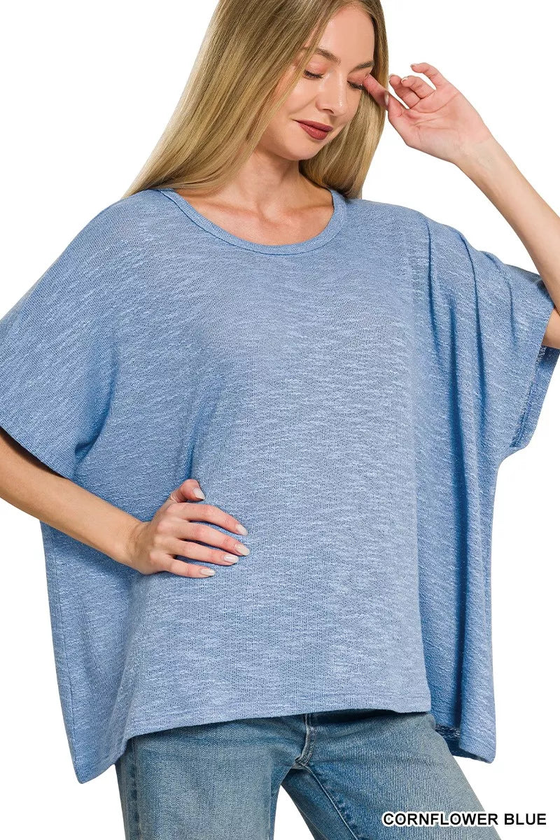 Zenana Oversized Slub Hacci Top 
