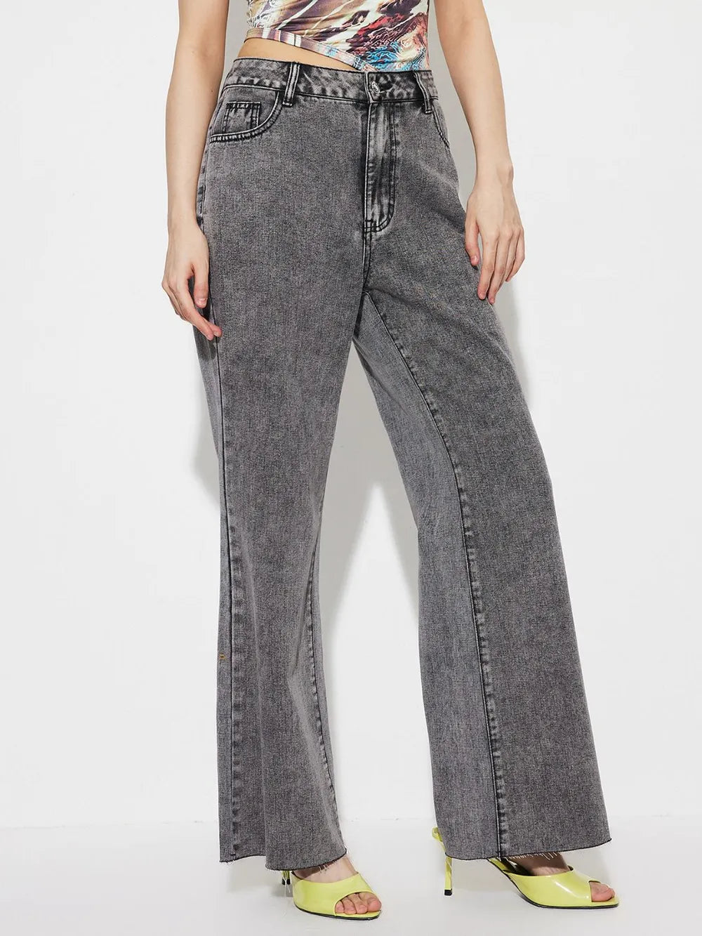 High Waist Bootcut Jeans with Pockets 