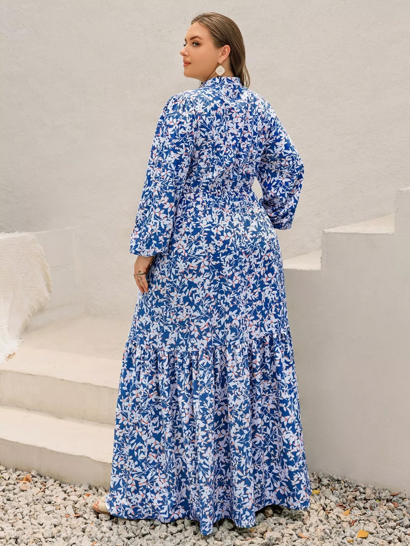 Plus Size Floral Print Bohemian Maxi Dress 