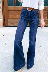 Full Size Flare Jeans with Pockets Plus Size 
