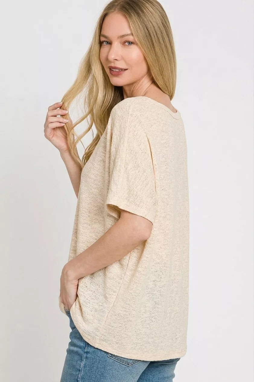 Zenana Oversized Slub Hacci Top 