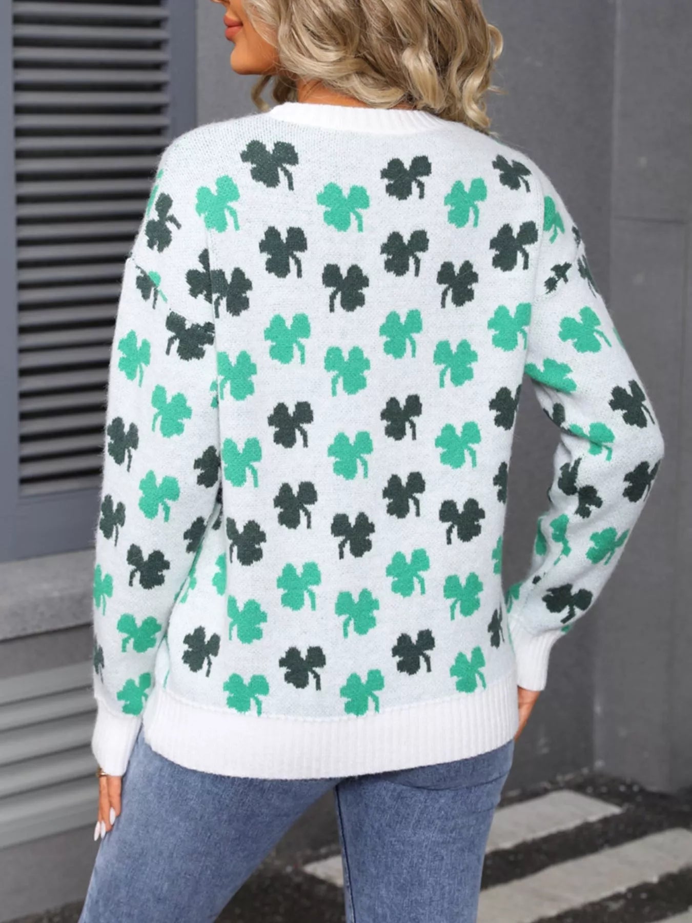 Lucky Clover Crew Neck Sweater 