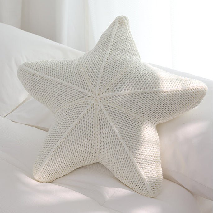 Caspian Knit Pillow – 20x20 Plush Star-Shaped Cushion in Earthy Tones 