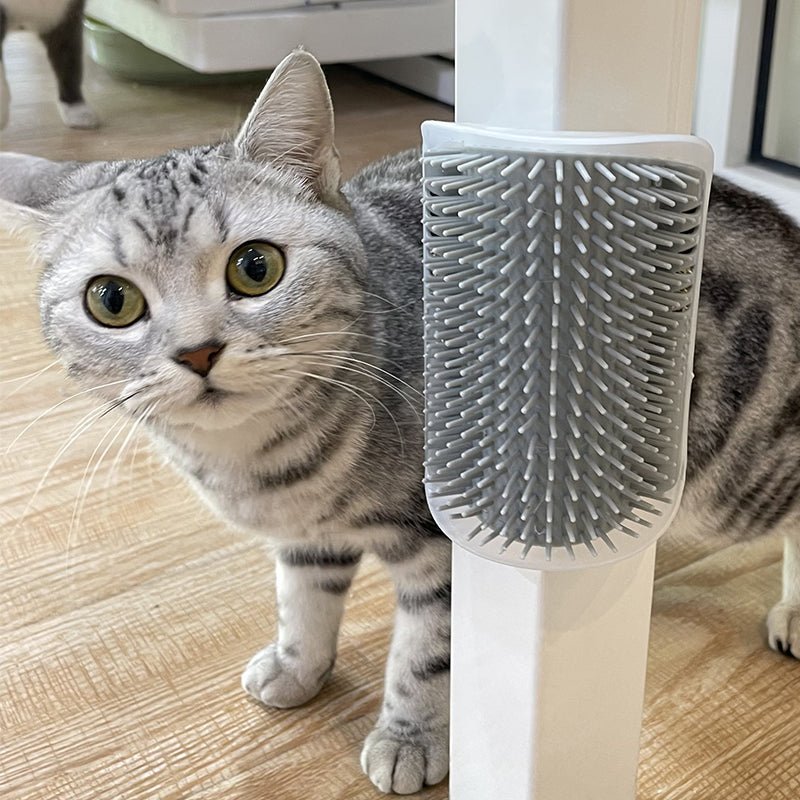 Cat Corner Grooming Massager with Adhesive Mount 