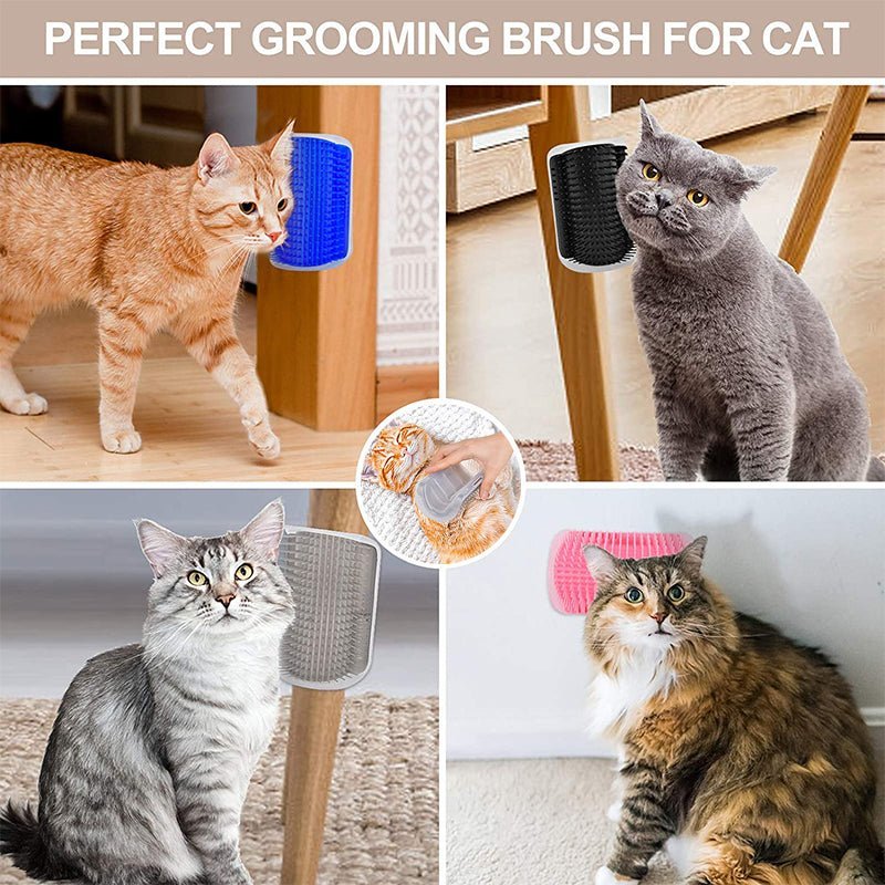Cat Corner Grooming Massager with Adhesive Mount 