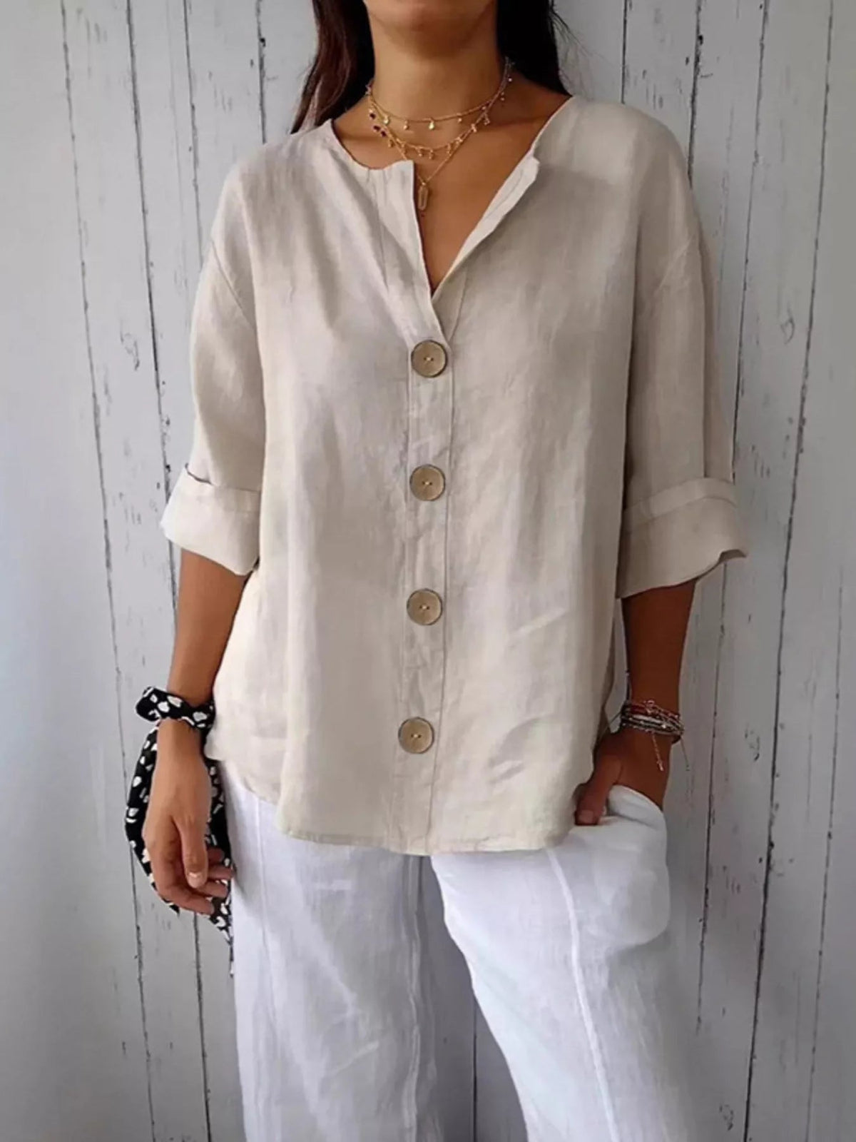 Casual Loose Button-Down Shirt 