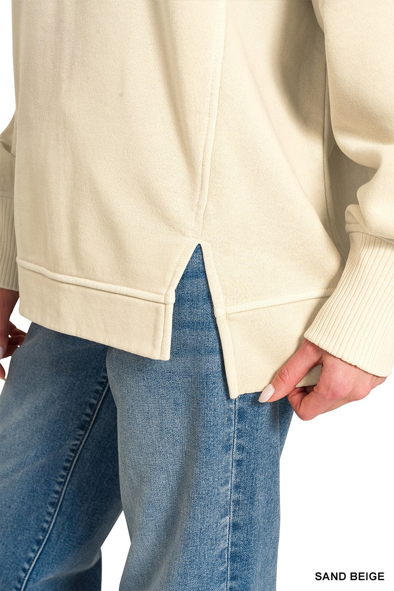 Zenana Pigment Dye Exposed-seam Fleece Sweatshirt 